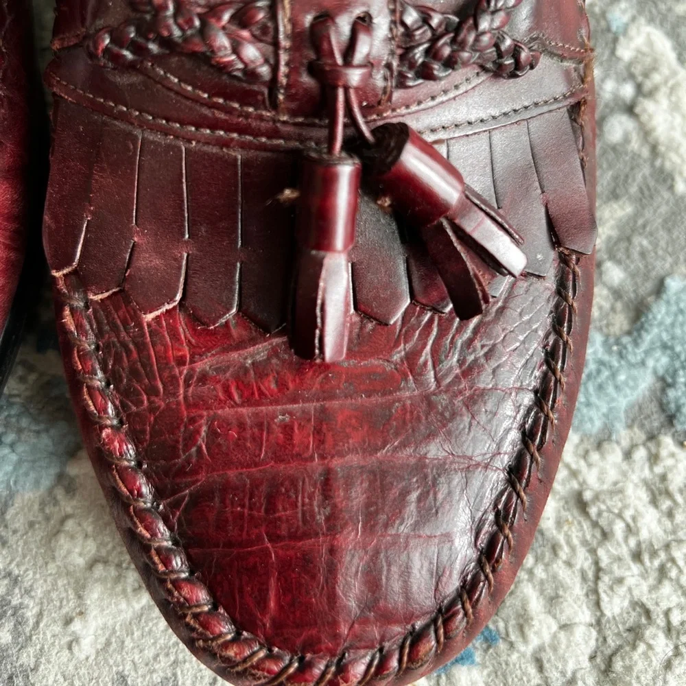 Giorgio Brutini Maroon crocodile Tassel Loafers - Picture 5 of 9